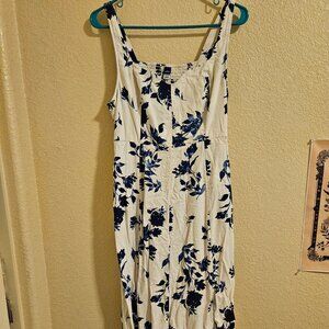 Old Navy Fit & Flare Linen-Blend Midi Dress (L petite)